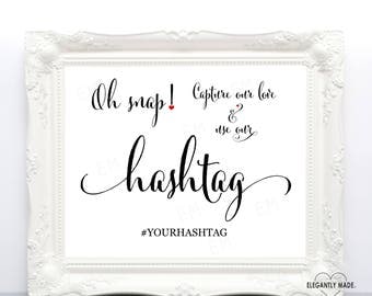 Hashtag Wedding Sign - Wedding Hashtag Sign - Wedding Instagram Sign - Wedding Signs - Wedding Decor - Hashtag Signs -BLACK10X8HWS4