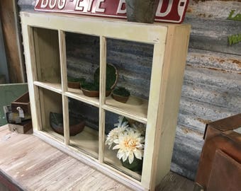 Vintage Window Hanging Shadow Box Shelves