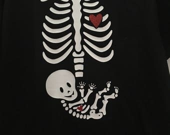 Halloween Maternity Skeleton Shirt - Glow in the dark