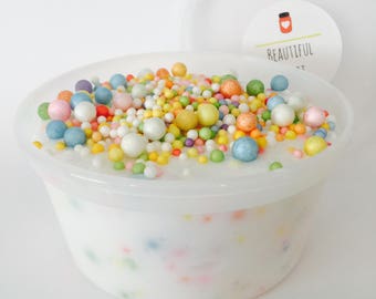 Vanilla Birthday Cake Slime - 12 oz, Crunchy Slime in 10 scents