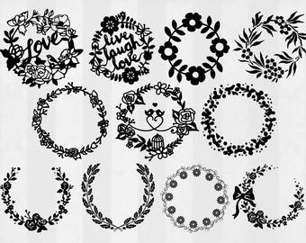 Wreath SVG Bundle, Wreath clipart, Wreath cut files, Wreath svg files for silhouette, files for cricut, svg, dxf, eps, cuttable design