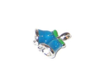 16 x 18mm Enamel Turquoise Bell Metal Charm - 2 Charms