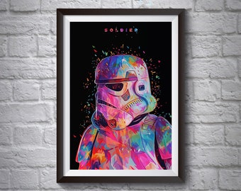 Stormtrooper Pop-Art Poster - Wall Art Poster - A4 A3 Poster - Star Wars Poster - Printed Movie Poster - Boys Room Decor - Star Wars Print