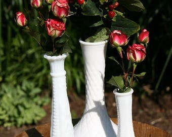Assorted Milk Glass Vases - Set of Four (4)