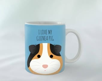 I Love my Guinea Pig Mug personalised | Tricolor Pig | Different colours available | Custom name mugs | Guinea Pig Gift