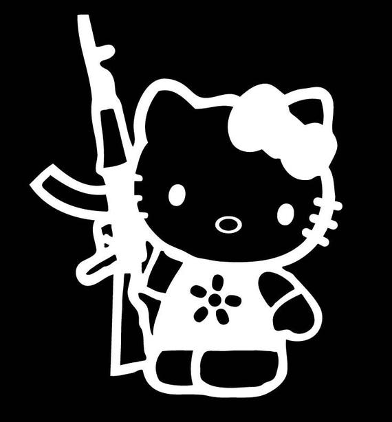 Hello Kitty Gun Sticker Decal Funny