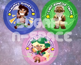 The Adventure Zone (TAZ) Buttons - Taako, Magnus, and Merle pins