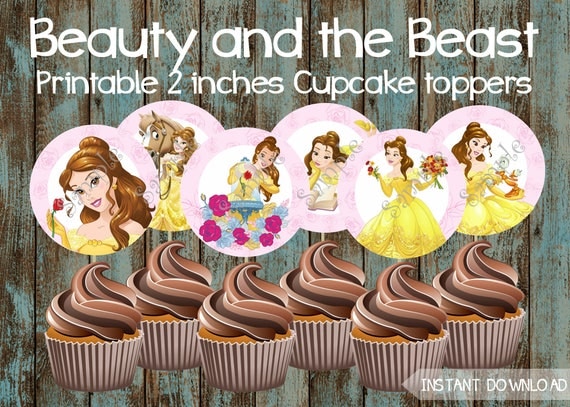Belle Cupcake Toppers Beauty and the Beast Printable Cupcake