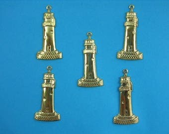 SET 5 CHARMS METALS Gold: Lighthouse 32 mm
