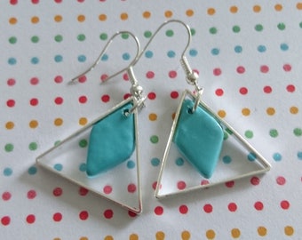 TRIANGLE TURQUOISE earrings in polymer clay
