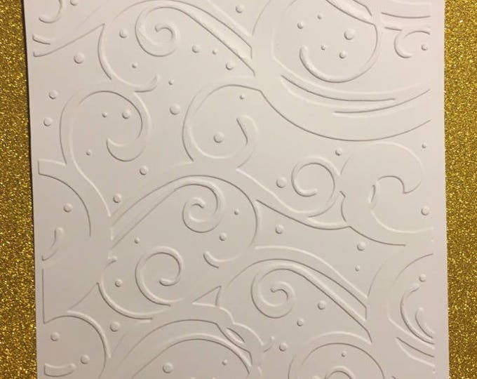 card with embossed embossed Arabesque for scrapbooking