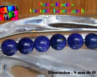 6 round beads 8 mm to ∅ genuine Lapis Lazuli - origin Egypt