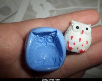 Mold for polymer clay large owls soft 23x21mm