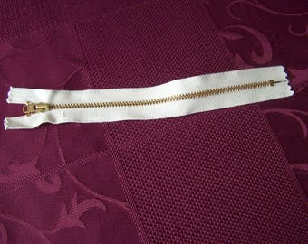 Set of 10 metal 20 cm ecru zipper closures