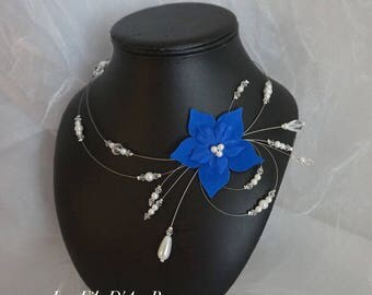 MYLLIE white & Royal Blue wedding necklace