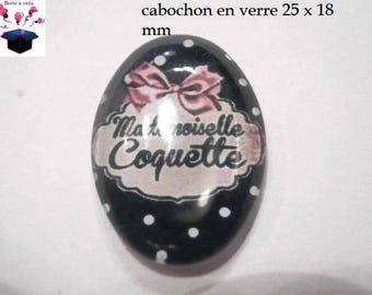 1 cabochon glass 25mm x 18mm flirtatious theme
