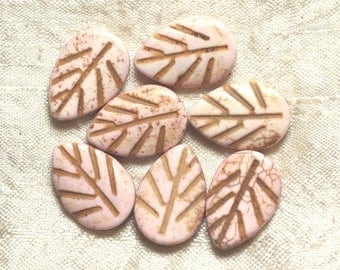 10pc - beads Turquoise synthetic - 20 mm Beige 4558550033703 leaves