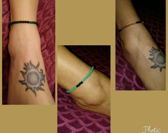 FREE SHIPPING* Double beaded anklets with Lava bead in teal, turquoise, gold, black and gun metal sliver. Oil diffuser