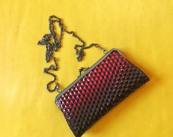 Vintage Red & Black Clutch Cross Body Purse