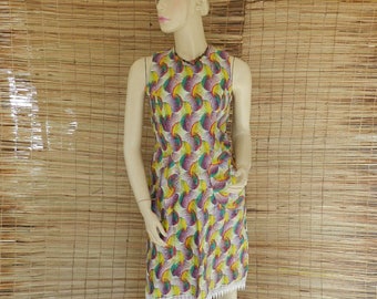 Dress very chic T 36/38 mi-courte fabric and lace and Ankara wax zipper one size fits