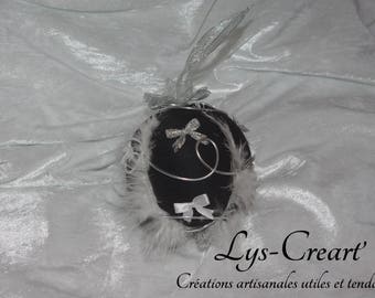 Ball 10 cm for Christmas tree, black / white and silver