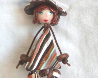 Striped Brown - chick dress triangle & Flower hat.
