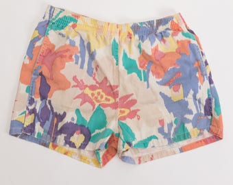 Vintage 80's Watercolor Floral Print Short