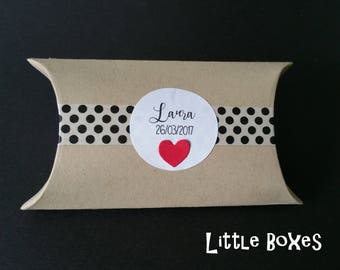 Box dragees Berlingot kraft and polka dots
