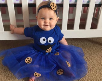Baby cookie monster costume, Baby Halloween costume, Baby birthday costume girl