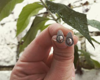 Oxidised sterling silver Avocado studs