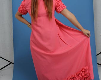 vintage pink ruffle dress size s