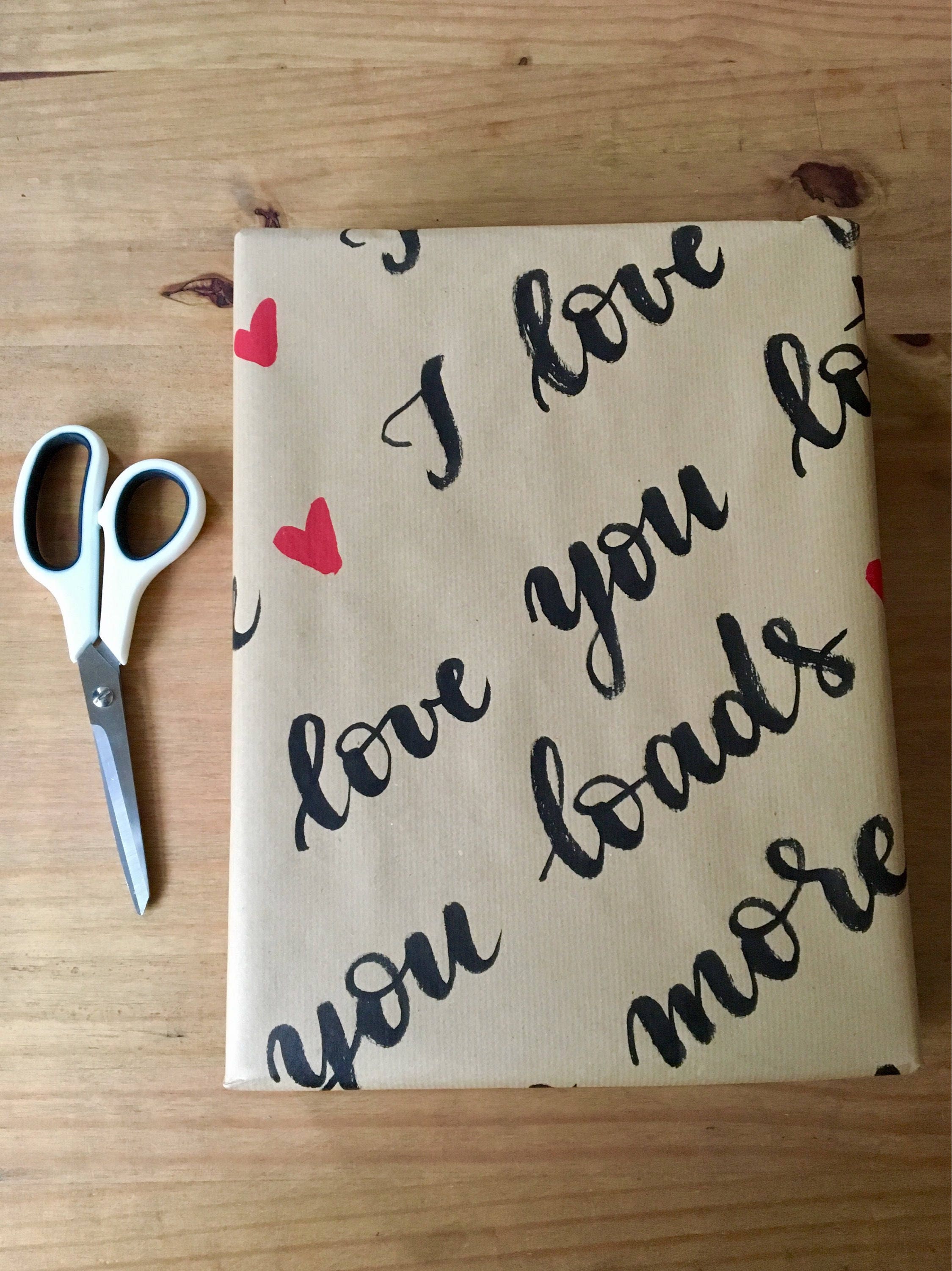 Handwritten anniversary wrapping paper, i love you, gift wrap