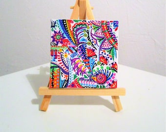 Painting abstract painting, painting, painting baby (or adult) room deco psychedelic, multicolor, miniature