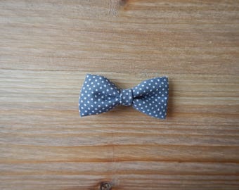 Hair bow gray polka dots