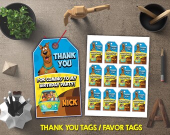 Scooby Doo Thank You Tags, Scooby Doo Favor Tags, Scooby Doo Gift Tags, Scooby Doo Tags Printables, Scooby Doo Custom Tags, Scooby Doo Tags