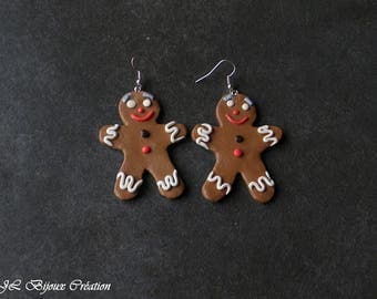 Mr gingerbread polymer clay earring
