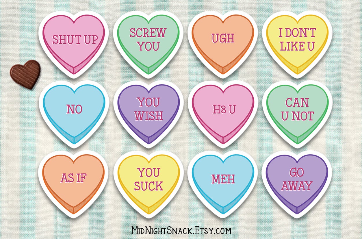 Conversation Hearts Stickers | Anti Valentine's Day Vinyl ...