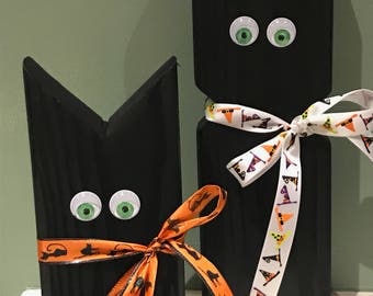 Wooden black cat Halloween Decorations