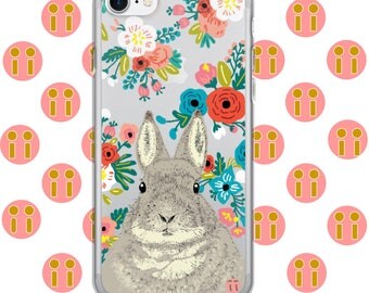 Pandii Rabbit Flowers iPhone Case 7, 7 Plus, 8, 8 Plus, 6, 6 Plus, 6s, 6s Plus, 5, 5s, SE