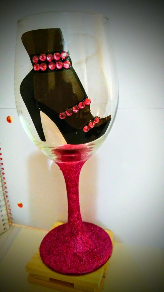 Sexy High heel Rhinestone Wine Glass