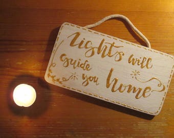 Targa per porta in legno stile shabby chic, per decorare le