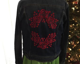 Embroidered jean jacket | Etsy