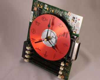 HP Printer Controller Computer Circuit Board Desk Clock (RED)