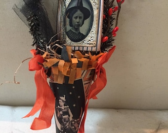 Vintage style halloween mussie tussie cone decoration