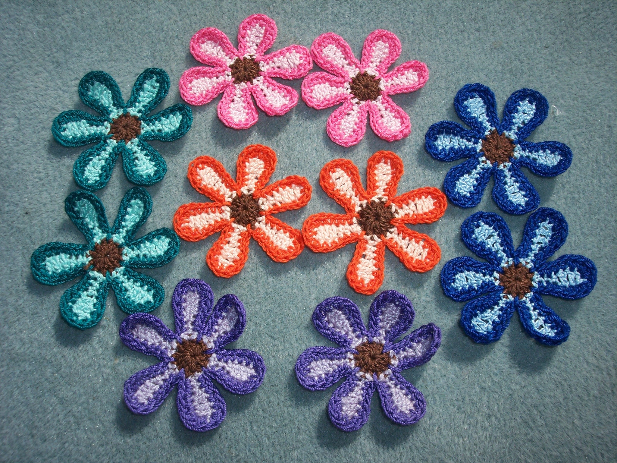 10 handmade cotton thread crochet flowers 2628