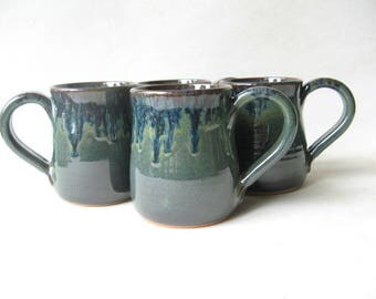 Pottery Mugs 12 oz Set of 4, Set of 4 Coffee Mugs, Set of Handmade Pottery Mugs, Set of 12 oz. Mugs
