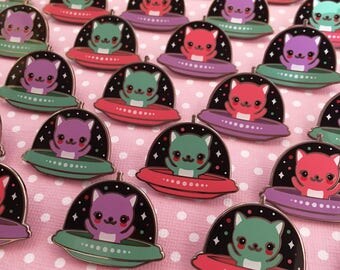 UFO Kitty Cat Enamel Pin - Your Color Choice