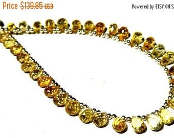50% Off Sale 8.5 Inches - Finest Quality Lemon Corundum Quartz Faceted Drop Briolettes Size 6x4-4.5x9mm approx