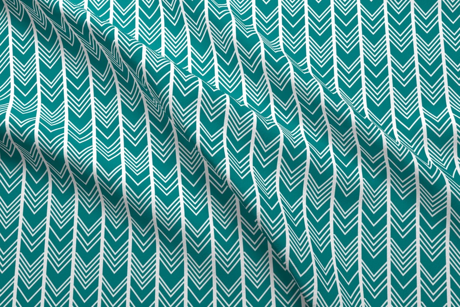 Teal Chevron Fabric Teal Chevron Herringbone By Modfox Abstract