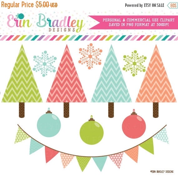 80% OFF SALE Holiday Clipart Clip Art Personal & Commercial Use Chevron Christmas Trees Il_570xn